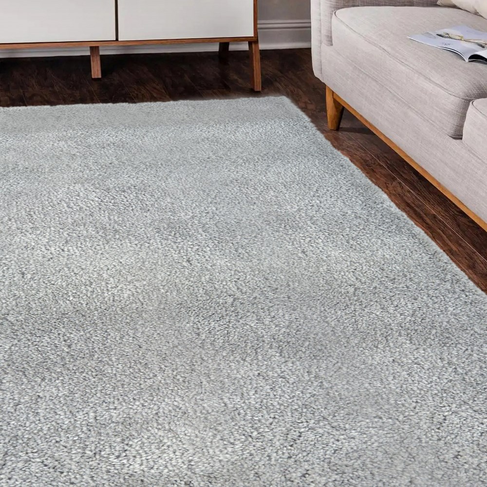 Snug Plain Shaggy Modern Rugs in Grey